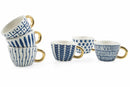 Set 6 Tazzine da Caffè Ø7x5 cm in Gres Villa d'Este Home Tivoli Masai Blu e Bianco