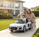 Macchina Elettrica per Bambini 12V Licenza Ufficiale Audi R8 New Spyder con Telecomando e Sedile in pelle Bianco