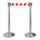 2 Colonnine Tendinastro 3 metri in Acciaio Inox Spazzolato Ø36x101 cm Nastro Bianco/Rosso