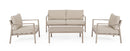 Set 4 Pezzi Salotto da Giardino con Divano 2 Poltrone e Tavolino in Alluminio e Spun Poly Sirius Timber 