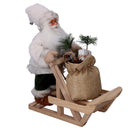 Pupazzo Babbo Natale in Tessuto con slitta e regali verde bianco cm 33x12xh30