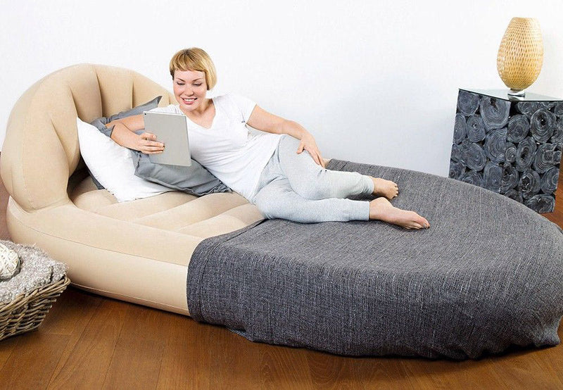 Materasso Gonfiabile Singolo Floccato 215x152x60 cm in Vinile Bestway 67397 Airbed Royal Panna