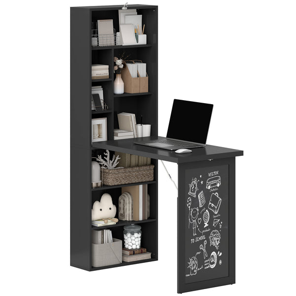 acquista Mobile Libreria con Scrivania Salvaspazio Pieghevole 98x51x153 cm in Legno e MDF Nero