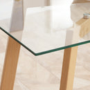 Tavolo Rettangolare 120x60x76 cm Max 4 Persone in Acciaio con Piano in Vetro Temperato