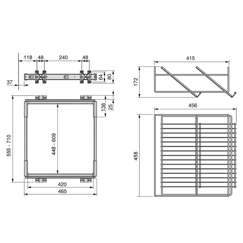 Cassetto Porta Scarpe Scarpiera per Armadio 60 cm Emuca Grigio Metallizzato
