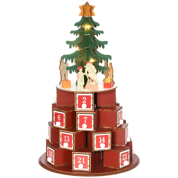 acquista Calendario Avvento di Natale a Cono 22x22x35 cm Con 10 Luci a LED in Compensato