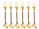 Set di Forchettine 6 Pezzi 12x2,5x1,6 cm in Acciaio Inox VdE Tivoli 1996 Luxury Foglie Oro