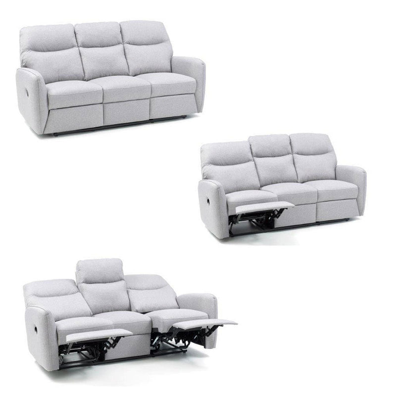 Divano 3 Posti Reclinabile Manuale in Tessuto Kube Grigio