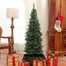 Albero di Natale Innevato Slim 150 cm 395 Rami con Pigne in Plastica e Acciaio Verde  