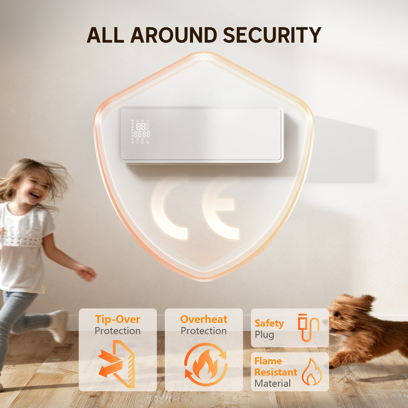 Stufa Ceramica 2000W a Parete con 3 Modalità Timer Telecomando e Blocco Bambini Bianco      