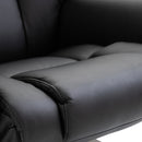 Poltrona Relax con Pouf Poggiapiedi e Funzione Massaggio Reclinabile a 145° e Girevole a 360° in Finta Pelle PU Nero      