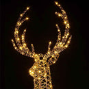 Renna Natalizia Gigante Luminosa 200x115x32 cm 400 LED da Esterno in Metallo e Rattan Bianco Caldo      