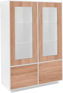 Mobile Vetrina 4 Ante 100,1x41,4x146 cm Bloom Bianco Lucido e Noce