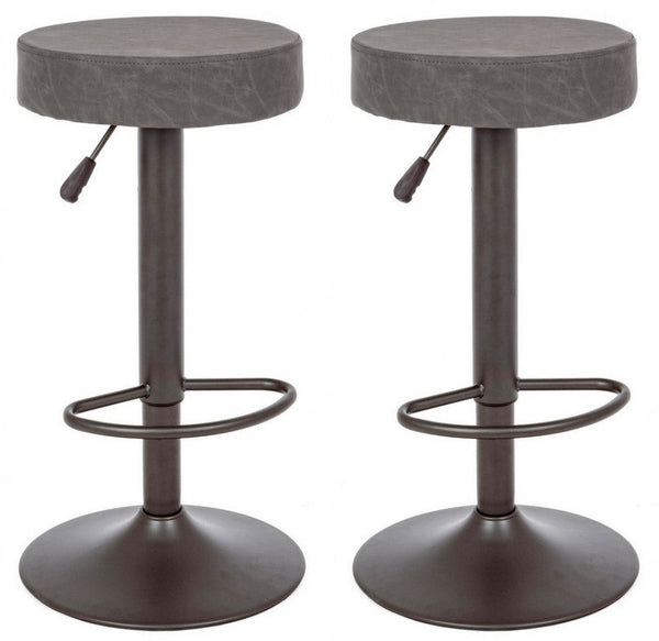 Set 2 Sgabelli Regolabile 35x35x64/85 cm Piper in Ecopelle Grigio Scuro Vintage prezzo