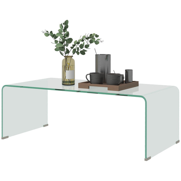 sconto Tavolino da Salotto in Vetro Temperato Design Monoblocco Moderno 100x50x35 cm