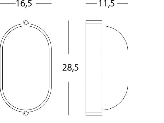 Lampada Plafoniera Ovale Grande Colore Bianco per Esterno Linea Industriale Sovil