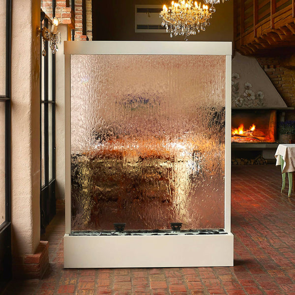 online Cascata a Finestra Verticale 150x36xH200 cm in Acciao e Vetro Bianca