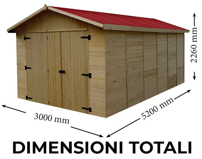 Box Auto Garage da Esterno 2,8x4,8 m Senza Pavimento in Legno Picea Massello 16mm Eden