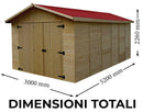 Box Auto Garage da Esterno 2,8x4,8 m Senza Pavimento in Legno Picea Massello 16mm Eden
