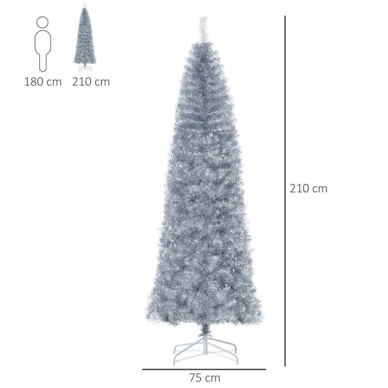 Albero di Natale Artificiale 210 cm 818 Rami Argento