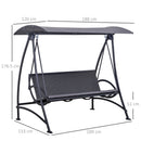 Dondolo 3 Posti da Giardino 189x133x176,5 cn in Metallo e Poliestere Grigio