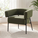 Poltrona Salotto Imbottita 77x67x72 cm con Seduta Ampia e Profonda e Schienale Curvo in Tessuto Effetto Lino Verde Scuro      