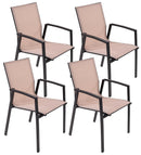Set 4 Sedie da Giardino 59x57x88 cm in Alluminio e Textilene Grigio