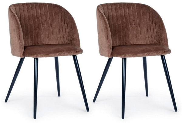 Set 2 Sedie 53x57x81,5 cm in Poliestere Effetto Velluto Ruggine acquista