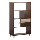 Libreria 3 Ripiani 2 Ante 2 Cassetti 154x40x74,50 cm in Legno Melaminico Rovere e Bianco