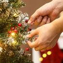 Albero di Natale Illuminato 150 cm con 150 Luci LED 30 Pigne e 30 Grappoli di Bacche Verde e Argento      