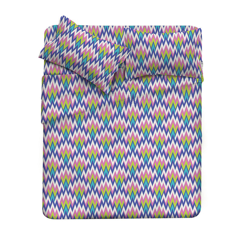 Set lenzuola stampa sopra Sotto e Federe Zigzag