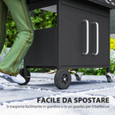 Barbecue a Gas con Fornello Laterale 129,5x56x110 cm Tavolino e Armadietto in Acciaio e PP Nero 