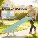 Set 2 Lettini Prendisole Regolabili in 5 Posizioni con Tavolino Laterale e 2 Ruote in Metallo e Poliestere Verde      