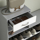 Mobile Guardaroba per Ingresso con Specchio Appendiabiti e Scarpiera Regolabile 90x24x177 cm Bianco e Grigio  