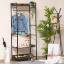 Appendiabiti Scarpiera per Ingresso 80x40x200 cm con Mensole in Metallo e Legno Marrone