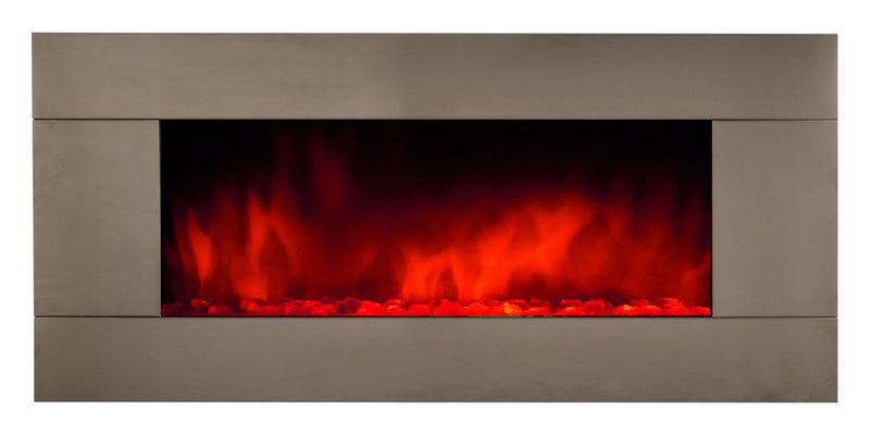 Camino Elettrico da Parete Effetto Fiamma 2000W CheminArte Pure Inox XXL