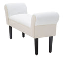 Panchetta Velvet Crema 102x31x51 cm Legno e Poliestere Crema e Nero