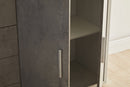 Mobile Basso 4 Ante 4 Cassetti 203x84x41 cm Ossido Bianco/Cemento