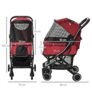 Passeggino per Cani e Gatti Pieghevole 80x53x101 cm in Alluminio Rosso e Nero