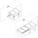 Set 2 Pattumiere Differenziata per Mobile 30 Litri in Acciaio e Plastica Emuca Grigio antracite