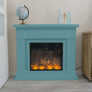 Camino Elettrico da Pavimento 109x102x21,5 cm Effetto Fiamma 1500W Sined Lipari Turchese