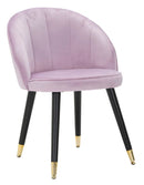 Sedia Loty Rosa 57x58x80 cm in Legno e Velluto Rosa Nero e Oro