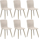 Set 6 Sedie per Sala da Pranzo Beige con Gambe Acciaio Dorato Seduta Ergonomica