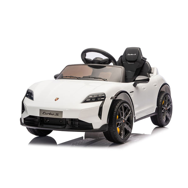 Macchina Elettrica per Bambini Porsche Taycan Turbo S 12V con Telecomando Bluetooth Luci LED e Tappetini Bianco online