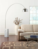 Lampada ad Arco con Stelo in Alluminio e Base in Marmo Rizzetti Bianco