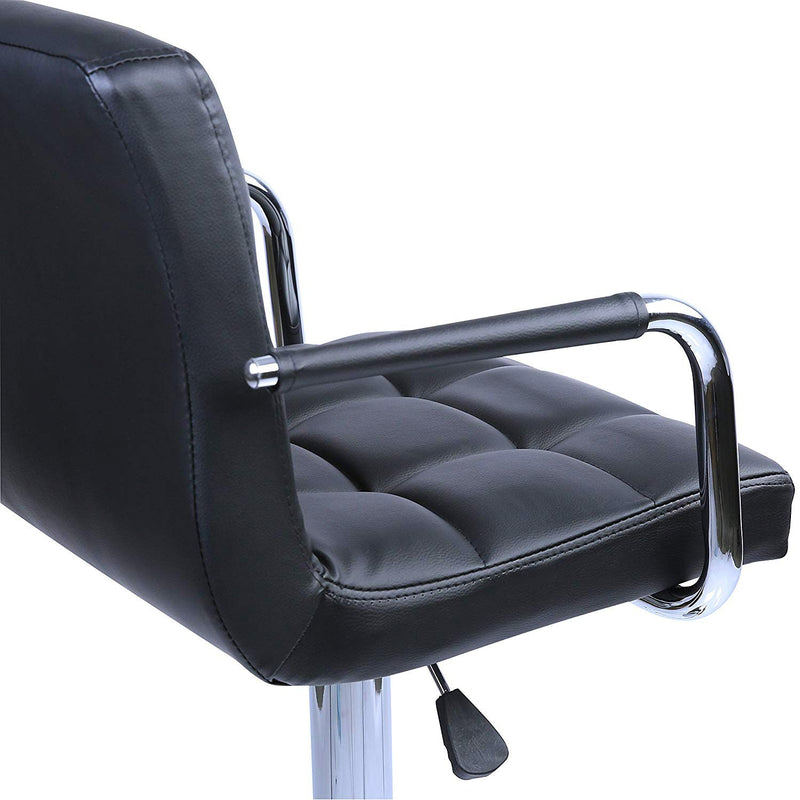 Sgabello con Braccioli Alzata a Gas e Seduta Girevole in Similpelle Vandi Nero