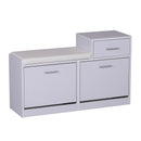 Divanetto Scarpiera 3 Scomparti con Cuscino Bianco 94.5x57x30 cm 