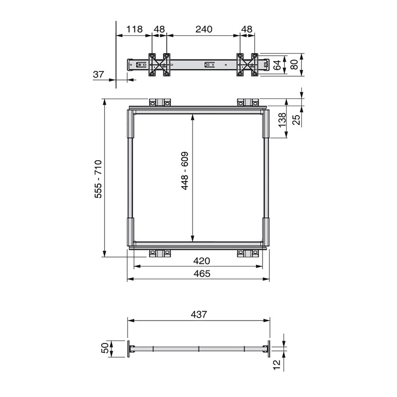 Porta Pantaloni Estraibile per Armadio 60 cm in Alluminio e Acciaio Emuca Anodizzato opaco