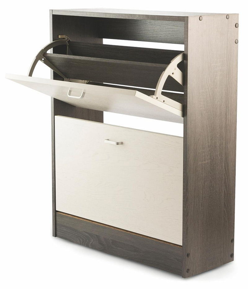 Scarpiera 2 Scomparti in MDF 63x24x80 cm Soriani Bianco e Grigio Scuro