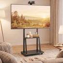 Carrello Porta TV 32-75 Pollici 70x43x139,5-192 cm con Altezza Regolabile Ruote e Ripiano in Metallo Nero      